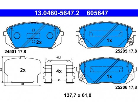 Brake Pad Set, disc brake 13.0460-5647.2 ATE, Image 2