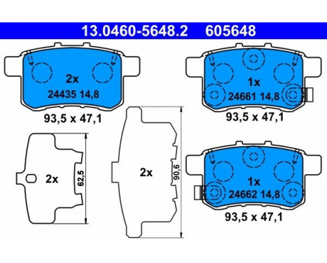 Brake Pad Set, disc brake 13.0460-5648.2 ATE, Image 2