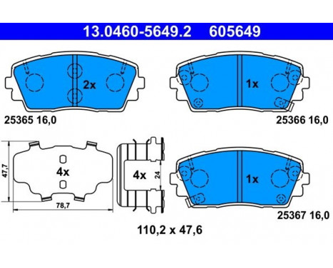 Brake Pad Set, disc brake 13.0460-5649.2 ATE, Image 2
