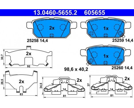 Brake Pad Set, disc brake 13.0460-5655.2 ATE