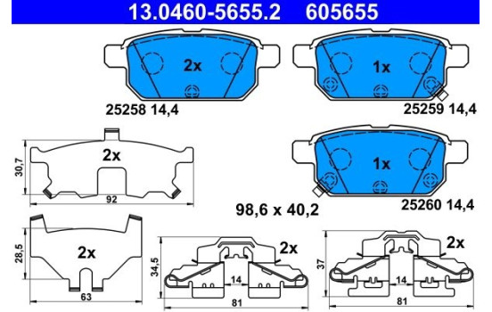 Brake Pad Set, disc brake 13.0460-5655.2 ATE