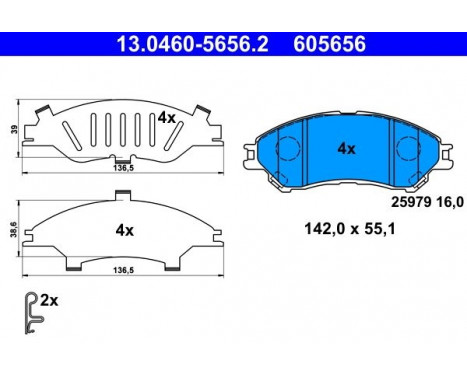 Brake Pad Set, disc brake 13.0460-5656.2 ATE
