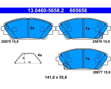 Brake Pad Set, disc brake 13.0460-5658.2 ATE, Image 2