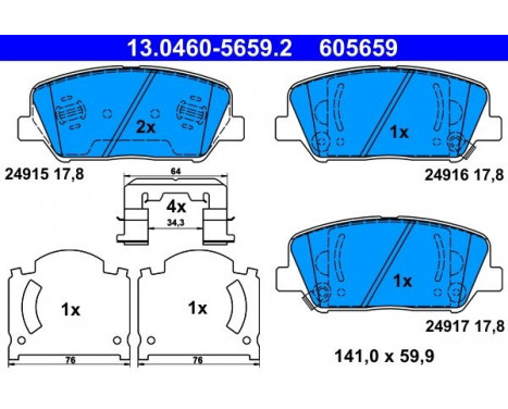 Brake Pad Set, disc brake 13.0460-5659.2 ATE