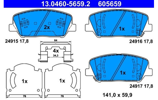 Brake Pad Set, disc brake 13.0460-5659.2 ATE