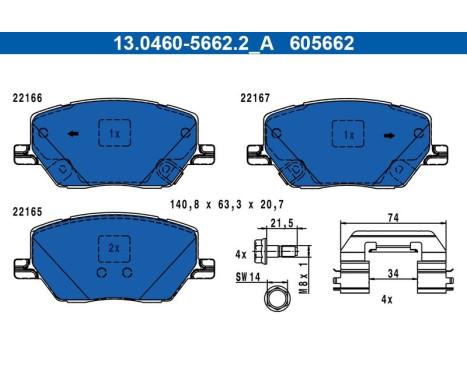 Brake Pad Set, disc brake 13.0460-5662.2 ATE, Image 2