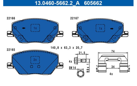 Brake Pad Set, disc brake 13.0460-5662.2 ATE, Image 2