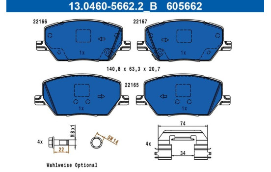 Brake Pad Set, disc brake 13.0460-5662.2 ATE, Image 3