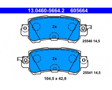 Brake Pad Set, disc brake 13.0460-5664.2 ATE, Image 2
