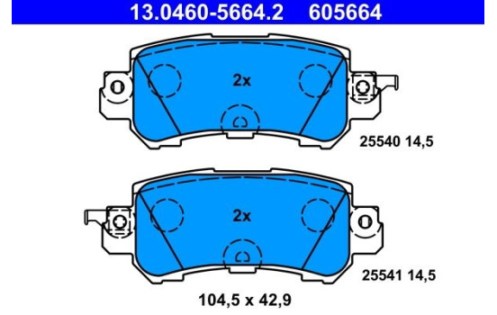 Brake Pad Set, disc brake 13.0460-5664.2 ATE, Image 2