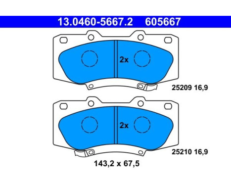 Brake Pad Set, disc brake 13.0460-5667.2 ATE, Image 2