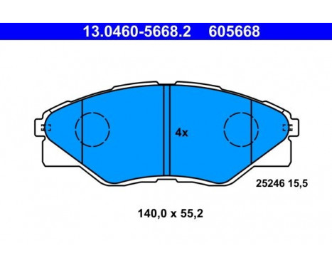 Brake Pad Set, disc brake 13.0460-5668.2 ATE