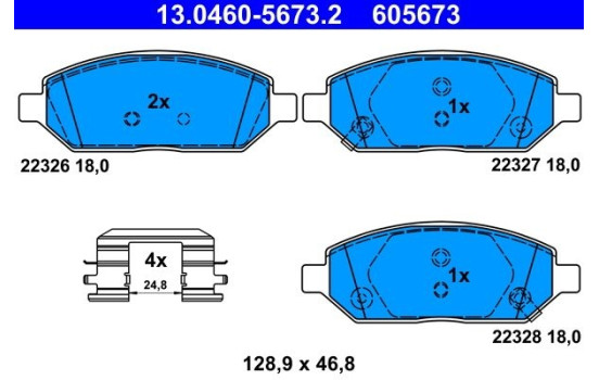 Brake Pad Set, disc brake 13.0460-5673.2 ATE