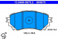 Brake Pad Set, disc brake 13.0460-5675.2 ATE