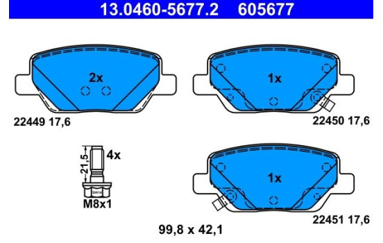 Brake Pad Set, disc brake 13.0460-5677.2 ATE