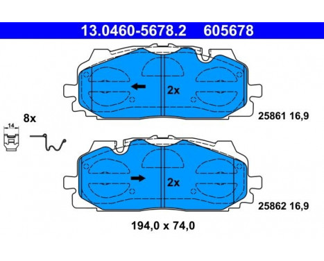 Brake Pad Set, disc brake 13.0460-5678.2 ATE, Image 2