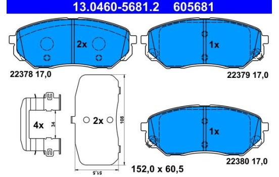 Brake Pad Set, disc brake 13.0460-5681.2 ATE