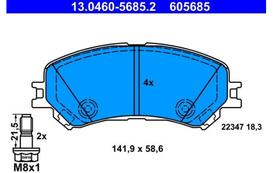 Brake Pad Set, disc brake 13.0460-5685.2 ATE