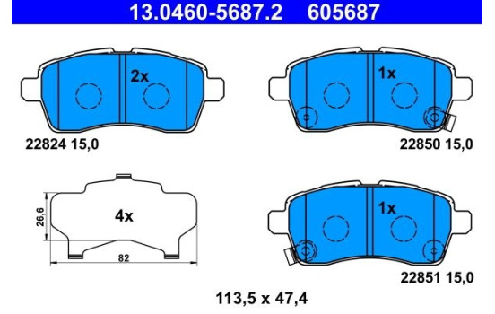 Brake Pad Set, disc brake 13.0460-5687.2 ATE