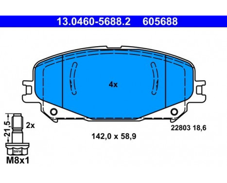 Brake Pad Set, disc brake 13.0460-5688.2 ATE