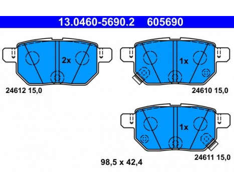Brake Pad Set, disc brake 13.0460-5690.2 ATE, Image 2