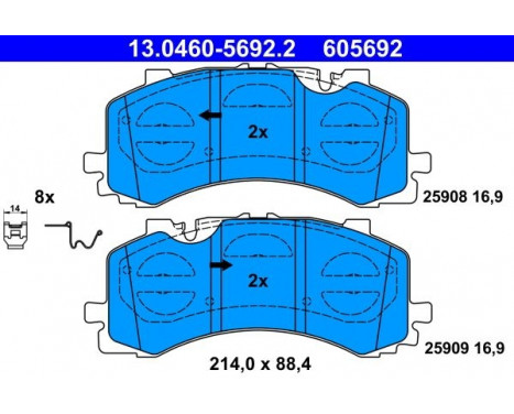 Brake Pad Set, disc brake 13.0460-5692.2 ATE, Image 2