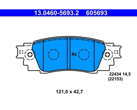 Brake Pad Set, disc brake 13.0460-5693.2 ATE