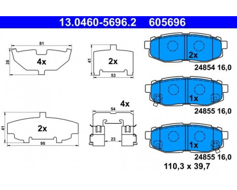 Brake Pad Set, disc brake 13.0460-5696.2 ATE