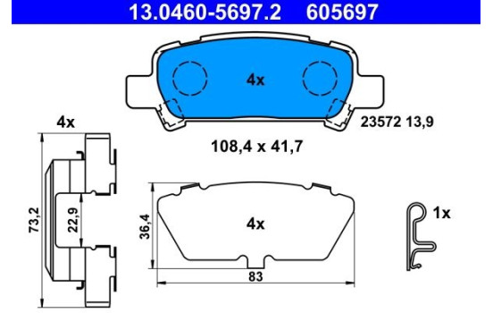 Brake Pad Set, disc brake 13.0460-5697.2 ATE