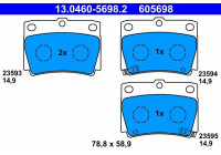 Brake Pad Set, disc brake 13.0460-5698.2 ATE