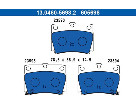 Brake Pad Set, disc brake 13.0460-5698.2 ATE, Image 2