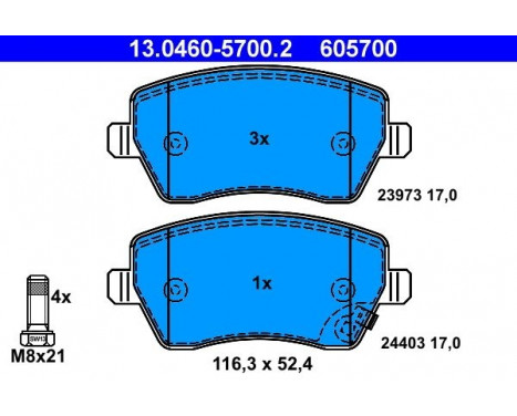 Brake Pad Set, disc brake 13.0460-5700.2 ATE, Image 2