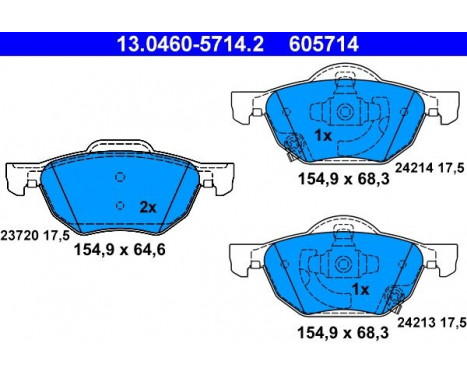 Brake Pad Set, disc brake 13.0460-5714.2 ATE, Image 2