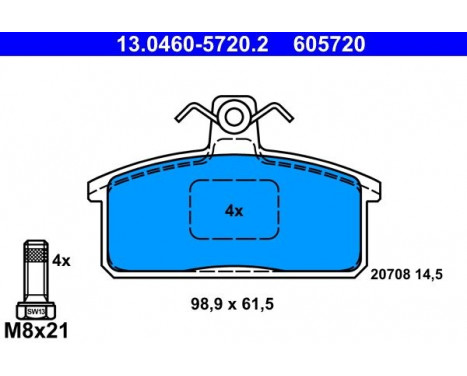 Brake Pad Set, disc brake 13.0460-5720.2 ATE