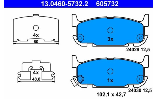 Brake Pad Set, disc brake 13.0460-5732.2 ATE