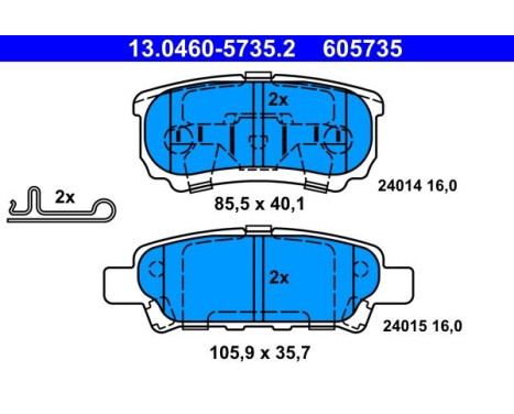 Brake Pad Set, disc brake 13.0460-5735.2 ATE, Image 2