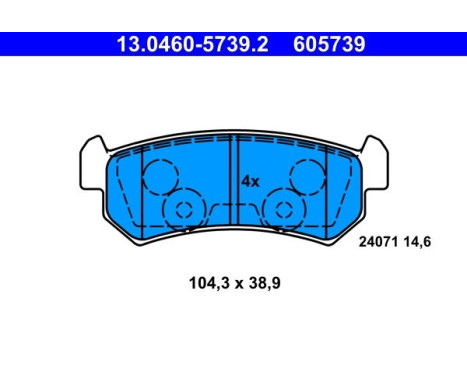 Brake Pad Set, disc brake 13.0460-5739.2 ATE, Image 2