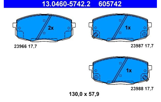 Brake Pad Set, disc brake 13.0460-5742.2 ATE, Image 2