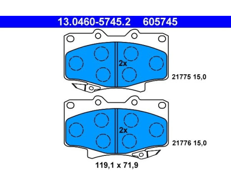 Brake Pad Set, disc brake 13.0460-5745.2 ATE, Image 2