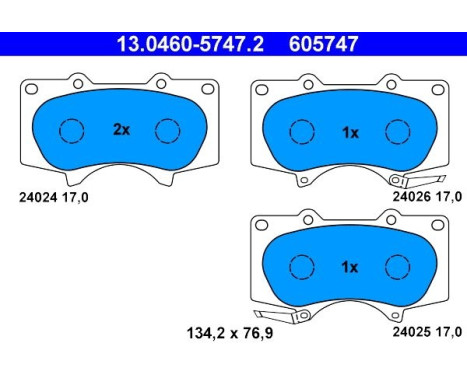 Brake Pad Set, disc brake 13.0460-5747.2 ATE, Image 2