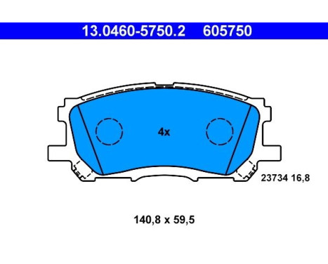 Brake Pad Set, disc brake 13.0460-5750.2 ATE, Image 2