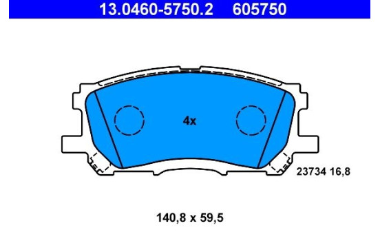 Brake Pad Set, disc brake 13.0460-5750.2 ATE, Image 2