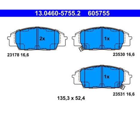 Brake Pad Set, disc brake 13.0460-5755.2 ATE, Image 2