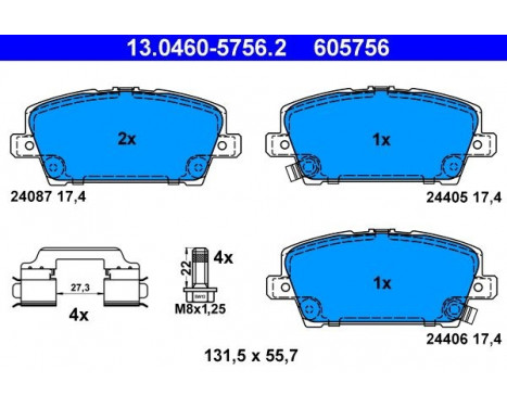 Brake Pad Set, disc brake 13.0460-5756.2 ATE, Image 2