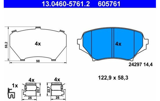 Brake Pad Set, disc brake 13.0460-5761.2 ATE, Image 2