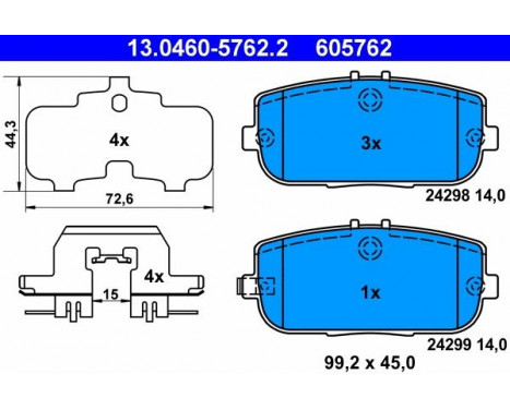 Brake Pad Set, disc brake 13.0460-5762.2 ATE, Image 2