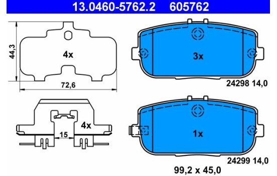 Brake Pad Set, disc brake 13.0460-5762.2 ATE, Image 2
