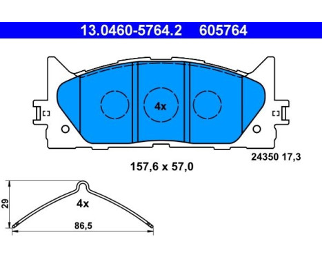 Brake Pad Set, disc brake 13.0460-5764.2 ATE, Image 2