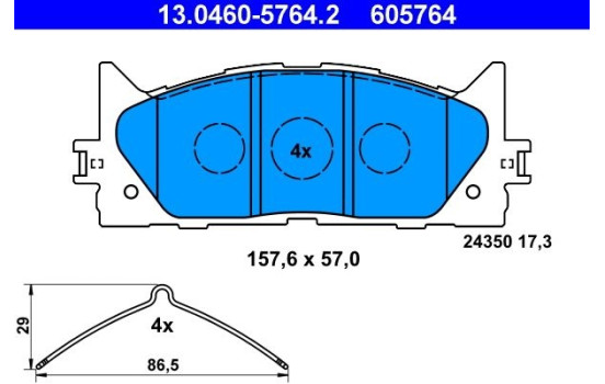 Brake Pad Set, disc brake 13.0460-5764.2 ATE, Image 2