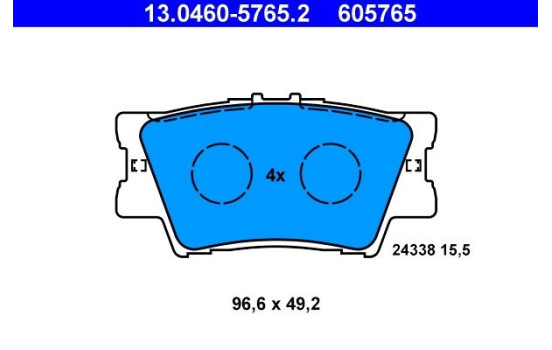 Brake Pad Set, disc brake 13.0460-5765.2 ATE, Image 2